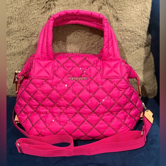 NWOT MZ Wallace Small Sutton Deluxe in Fuschia Pink with Sequins - Picture 1 of 6